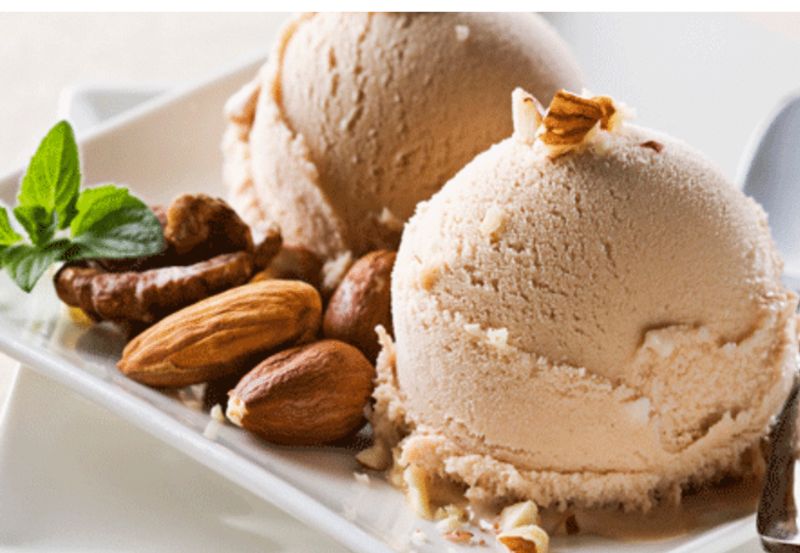 Ice cream made with almond milk and vanilla